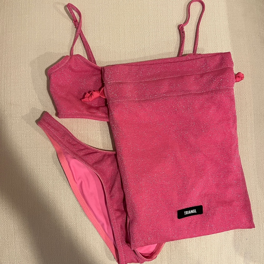 Pink Sparkly Triangl Bikini